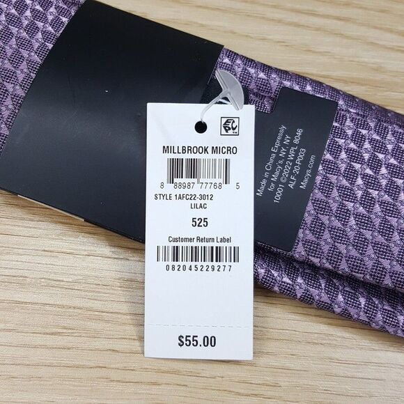 ALFANI Mens Neck Tie Purple Lilac Geometric Micro Textured Stain Resistant - Picture 5 of 6